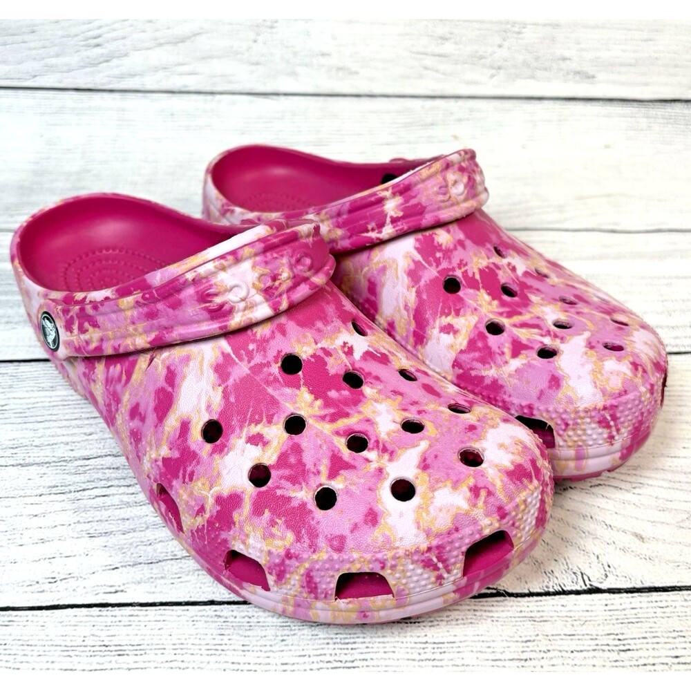Crocs Classic Tye Dye Clogs Hot Pink Slip On Shoes Mens 7 Womens 9 Shoes